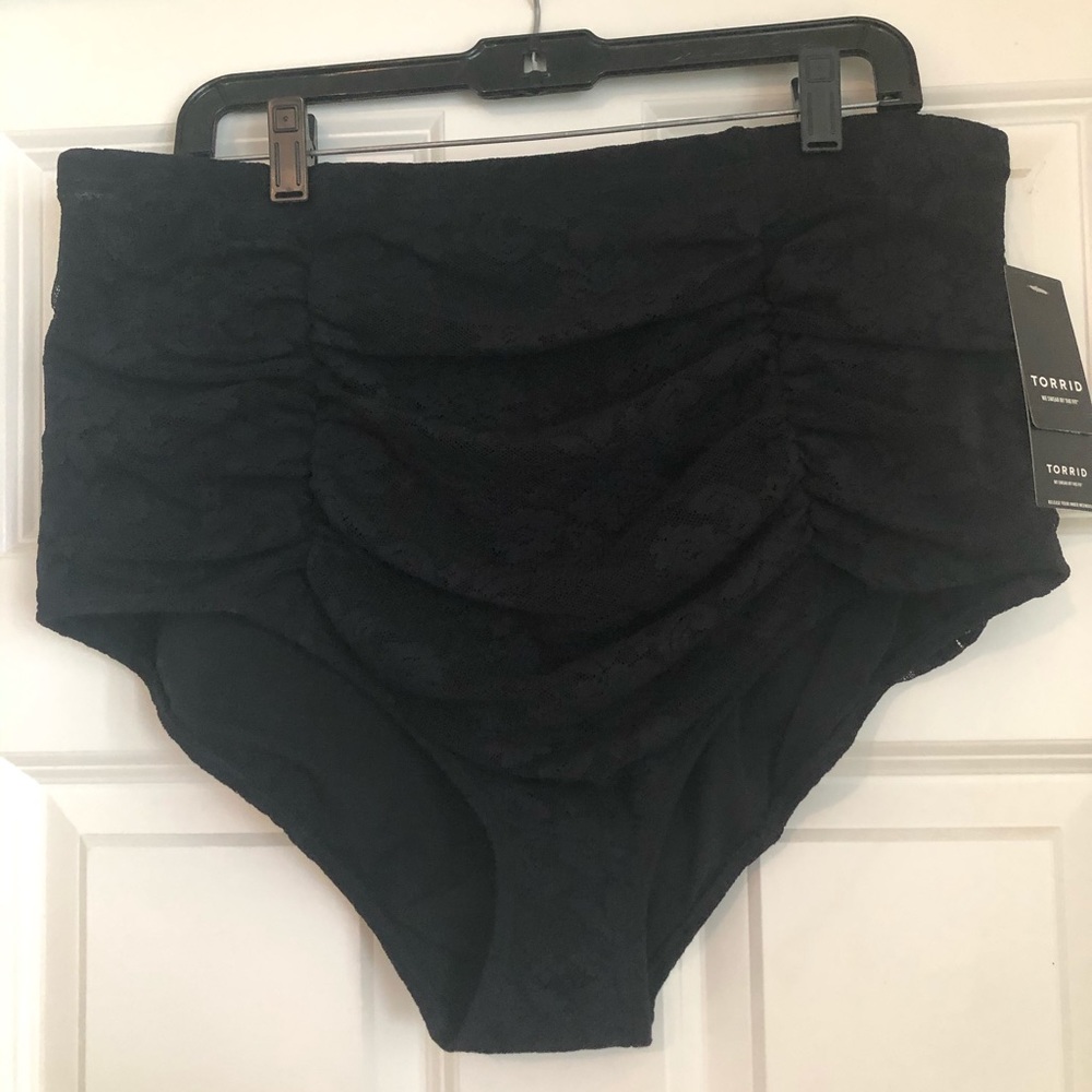Black lace swim bottoms